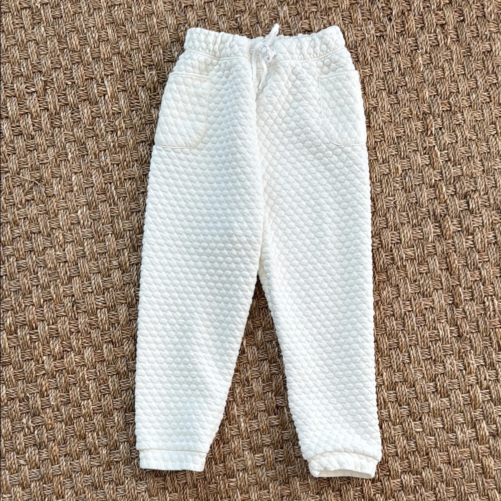 Bella Bliss Girls White Quilted Joggers Size 5